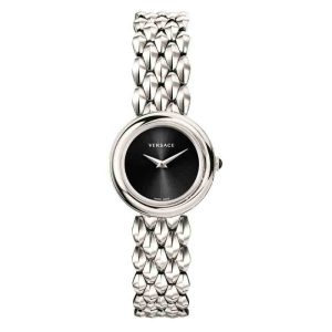 Versace Women’s Quartz Swiss Made Silver Stainless Steel Black Dial 28mm Watch VEBN00618