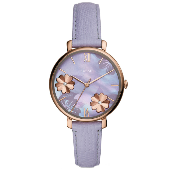 Fossil Women’s Quartz Purple Leather Strap Purple Mother OF Pearl Dial 36mm Watch ES4814