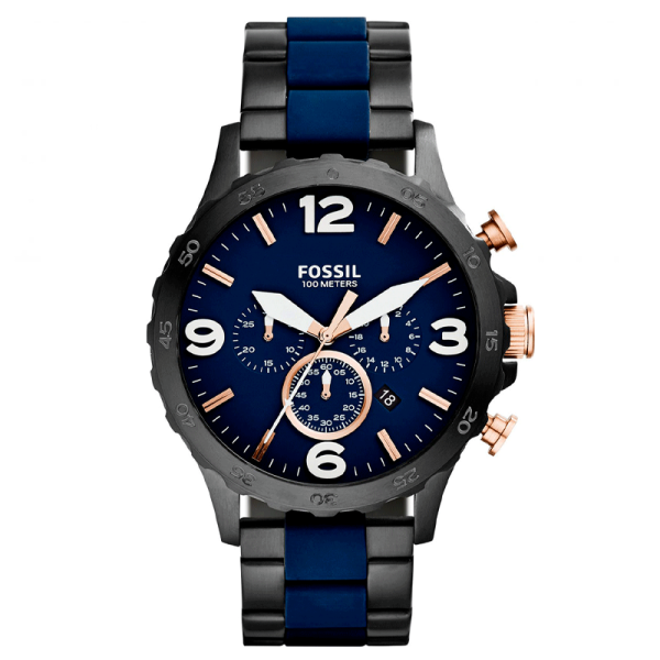 Fossil Men’s Quartz Two-tone Stainless Steel Blue Dial 50mm Watch JR1494