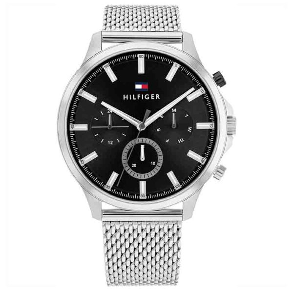 Tommy Hilfiger Men’s Quartz Silver Stainless Steel Black Dial 44mm Watch 1710498
