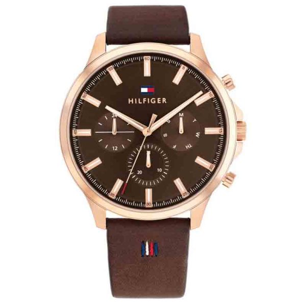 Tommy Hilfiger Men’s Quartz Brown Leather Strap Brown Dial 44mm Watch 1710497