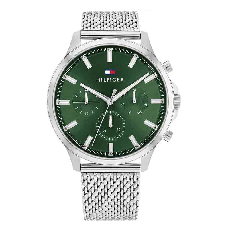 Tommy Hilfiger Men’s Quartz Silver Stainless Steel Green Dial 44mm ...