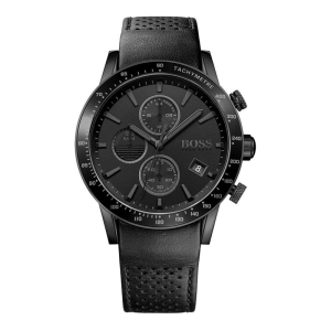 Hugo Boss Men’s Quartz Black Leather Strap Black Dial 44mm Watch 1513456