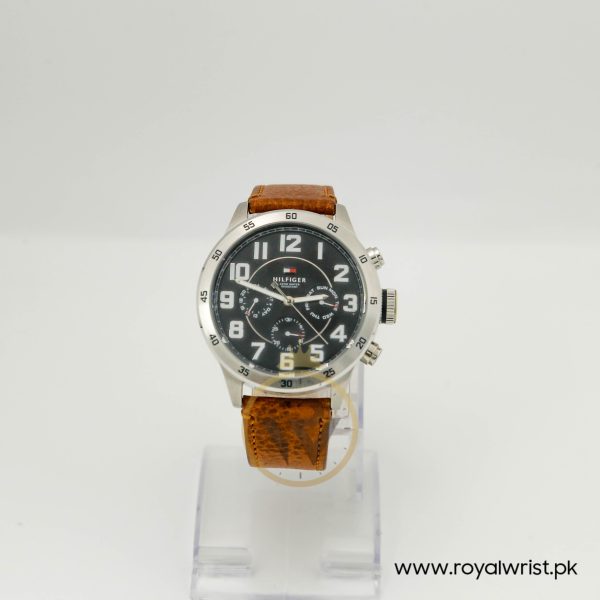 Tommy Hilfiger Men’s Quartz Brown Leather Strap Black Dial 46mm Watch 1791049