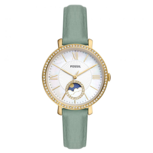 Fossil Women’s Quartz Green Leather Strap Mother OF Pearl Dial 36mm Watch ES5168