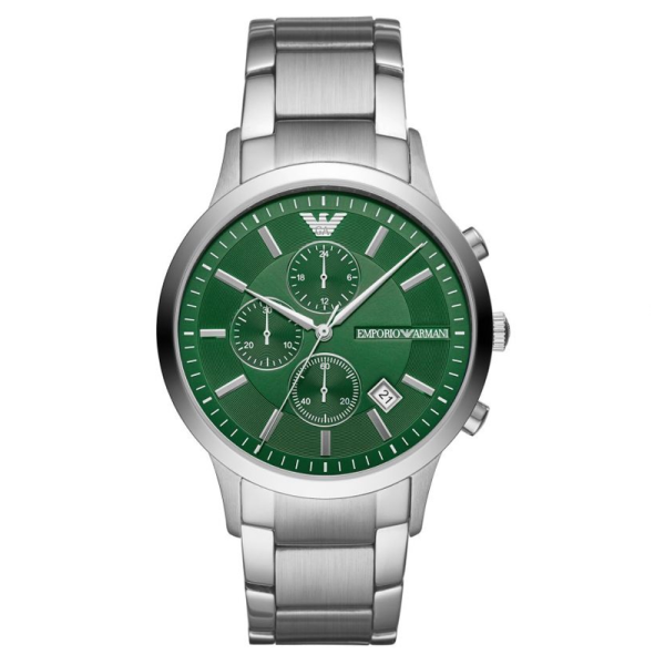 Emporio Armani Men’s Quartz Silver Stainless Steel Green Dial 43mm Watch AR11507
