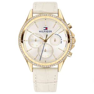 Tommy Hilfiger Women’s Quartz Cream Leather Strap White Dial 39mm Watch 1781982