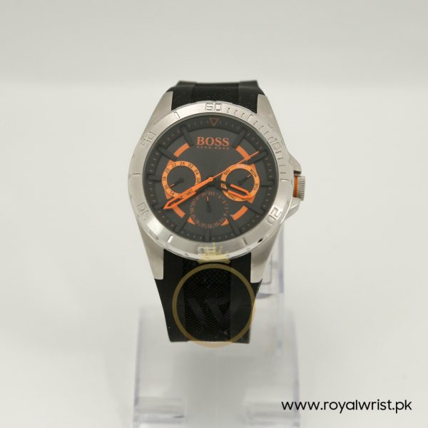 Hugo Boss Men’s Quartz Black Silicone Strap Black Dial 46mm Watch HB24011