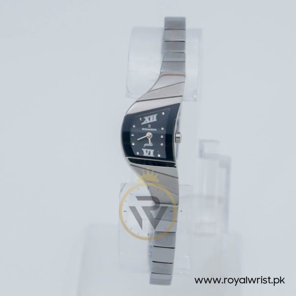 Romanson Women’s Swiss Made Quartz Silver Stainless Steel Black Dial 15mm Watch R3128L