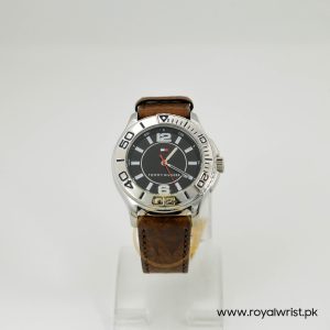 Tommy Hilfiger Men’s Quartz Brown Leather Strap Black Dial 43mm Watch 1790992/3