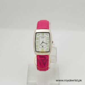 Citizen Women’s Quartz Pink Leather Strap White Dial 27mm Watch D0401