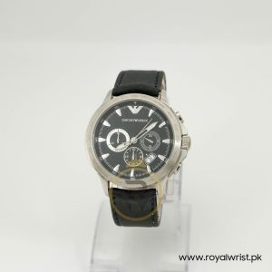 Emporio Armani Men’s Quartz Black Leather Strap Black Dial 44mm Watch AR0636