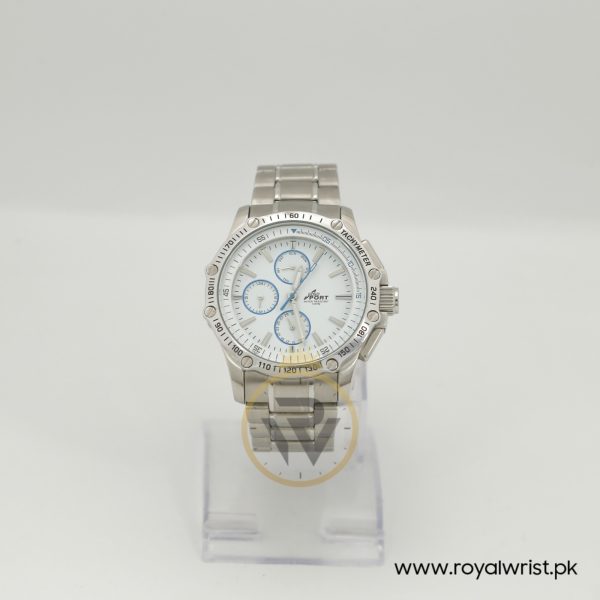 Gogo sport Men’s Quartz Silver Stainless Steel White Dial 46mm Watch G6813N1