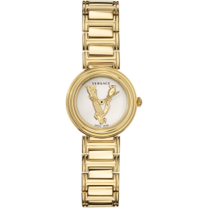 Versace Women’s Quartz Swiss Made Gold Stainless Steel White Dial 28mm Watch VET300221