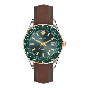 Versace Men’s Quartz Swiss Made Brown Leather Strap Green Dial 42mm Watch V11090017