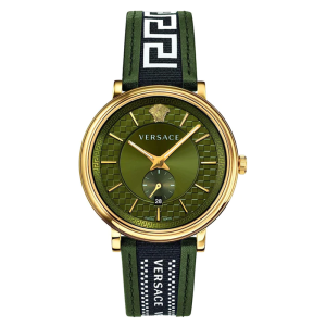 Versace Men’s Quartz Swiss Made Green Leather Strap Green Dial 42mm Watch VEBQ01519