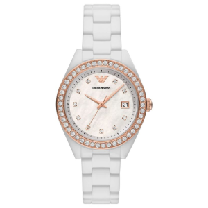 Emporio Armani Women's Quartz White Ceramic Chain White Dial 36mm Watch AR70007