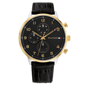 Tommy Hilfiger Men’s Quartz Black Leather Strap Black Dial 44mm Watch 1791986