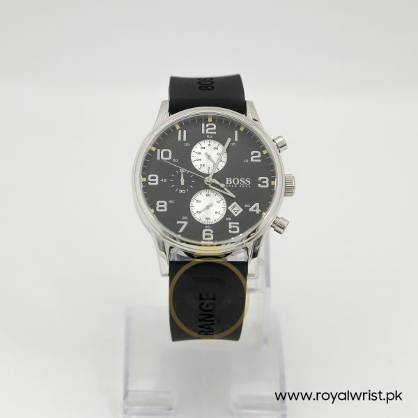 Hugo Boss Men’s Quartz Black Silicone Strap Black Dial 44mm Watch 1512632/8