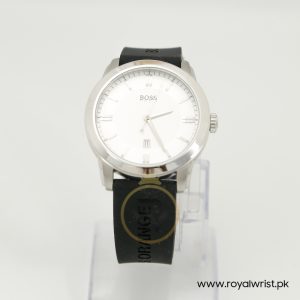 Hugo Boss Men’s Quartz Black Silicone Strap Silver&White Dial 44mm Watch 1513130