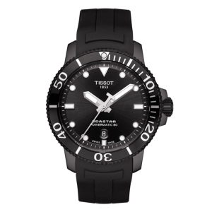 TISSOT Men’s Swiss Made Powermatic Black Silicone Strap Black Dial 43mm Watch T120.407.37.051.00