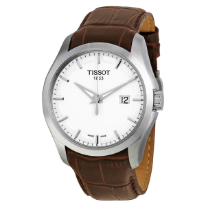 TISSOT Men’s Swiss Made Quartz Brown Leather Strap Silver Dial 39mm Watch T035.410.16.031.00