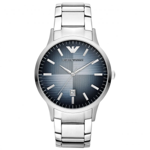 Emporio Armani Men’s Quartz Silver Stainless Steel Blue Dial 43mm Watch AR11182