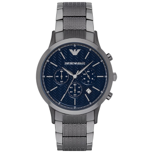 Emporio Armani Men’s Quartz Grey Stainless Steel Blue Dial 43mm Watch AR2505