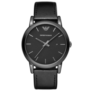 Emporio Armani Men’s Quartz Black Leather Strap Black Dial 41mm Watch AR1732