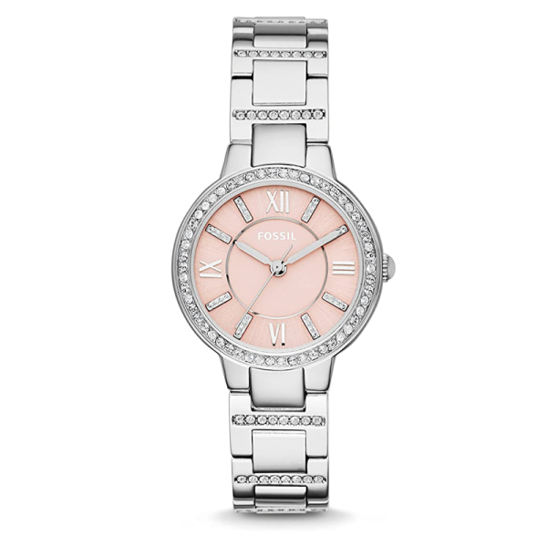 Fossil Women’s Quartz Silver Stainless Steel Pink Dial 30mm Watch ES3504