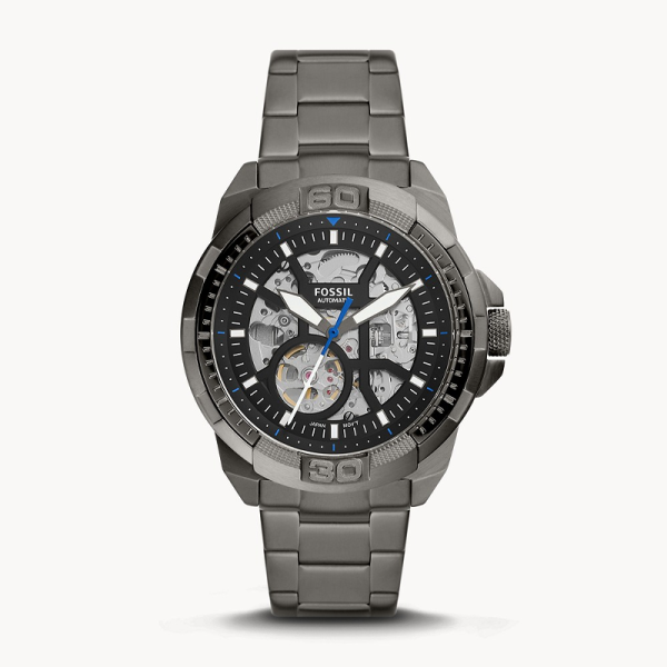 Fossil Men’s Automatic Grey Stainless Steel Black Dial 44mm Watch ME3218