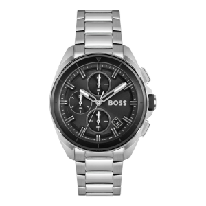Hugo Boss Men’s Quartz Silver Stainless Steel Black Dial 44mm Watch 1513949
