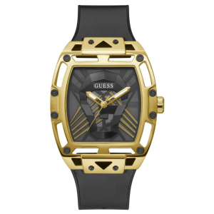 Guess Men’s Quartz Black Silicone & Leather Strap Black Dial 44mm Watch GW0500G1