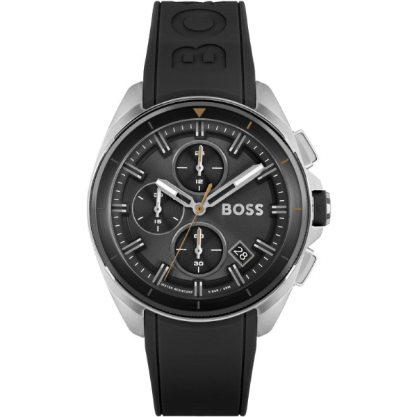 Hugo Boss Men’s Quartz Black Silicone Strap Black Dial 44mm Watch 1513953