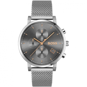 Hugo Boss Men’s Quartz Silver Stainless Steel Grey Dial 43mm Watch 1513807