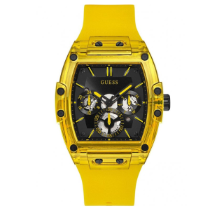 Guess Men’s Quartz Yellow Silicone Strap Black Dial 43mm Watch GW0203G6