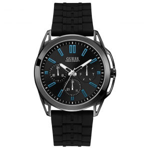 Guess Men’s Quartz Black Silicone Strap Black Dial 44mm Watch W1177G1