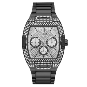 Guess Men’s Quartz Black Stainless Steel Silver Dial 43mm Watch GW0094G3