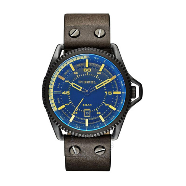 Diesel Men’s Quartz Green Leather Strap Blue Dial 46mm Watch DZ1718