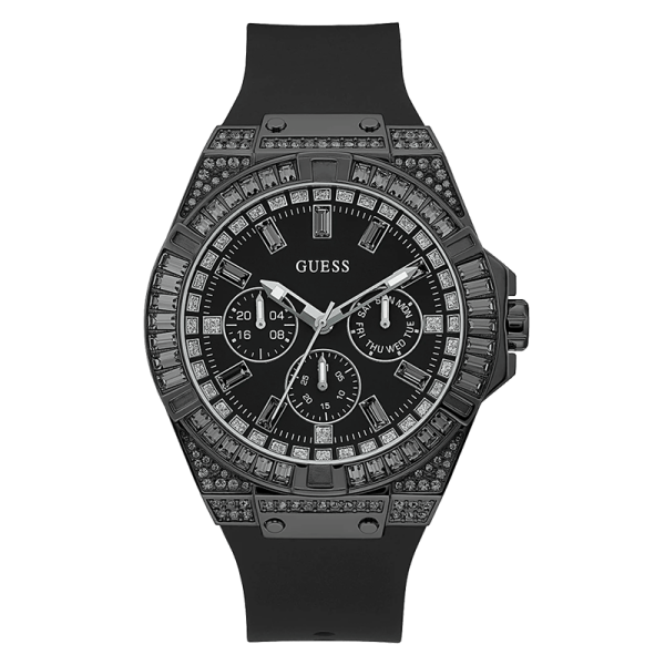 Guess Men’s Quartz Black Silicone Strap Black Dial 47mm Watch GW0208G5