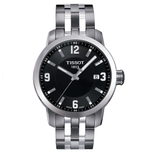 TISSOT Men’s Quartz Swiss Made Silver Stainless Steel Black Dial 39mm Watch T055.410.11.057.00