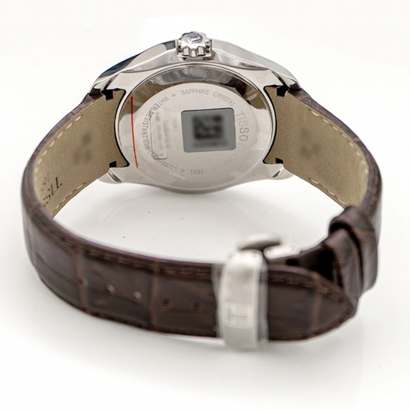 TISSOT Men s Swiss Made Quartz Brown Leather Strap Silver Dial