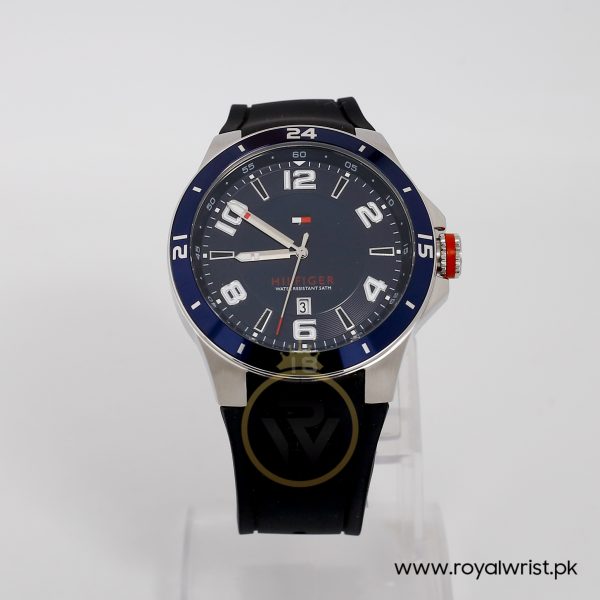 Tommy Hilfiger Men’s Quartz Black Silicone Strap Blue Dial 44mm Watch 1790862