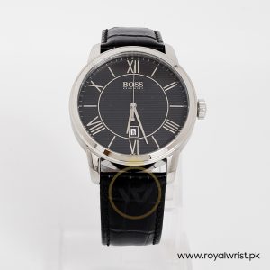 Hugo Boss Men’s Quartz Black Leather Strap Black Dial 43mm Watch 1512974