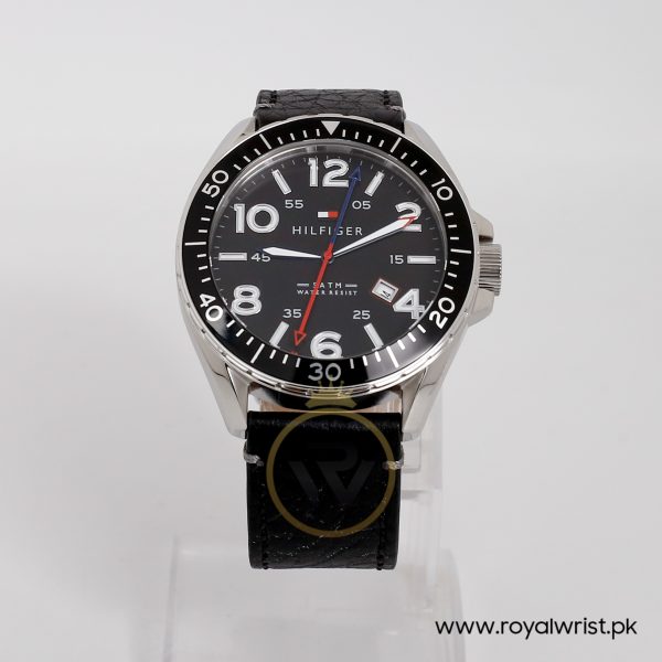 Tommy Hilfiger Men’s Quartz Black Leather Strap Black Dial 46mm Watch 1791131