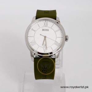 Hugo Boss Men’s Quartz Green Silicone Strap White Dial 43mm Watch 1512973/2