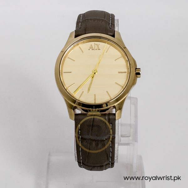 Armani Exchange Women’s Quartz Grey Leather Strap Gold Dial 35mm Watch AX5237/B