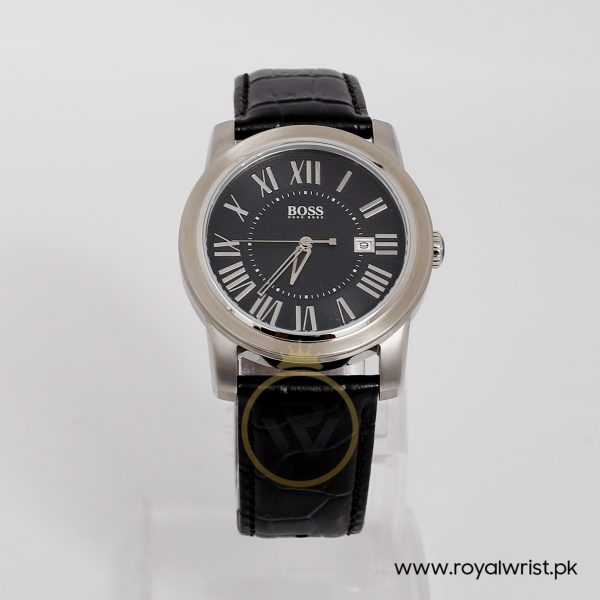 Hugo Boss Men’s Quartz Black Leather Strap Black Dial 40mm Watch 1512714