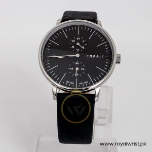 Esprit Men’s Quartz Black Leather Strap Black Dial 42mm Watch ES906731