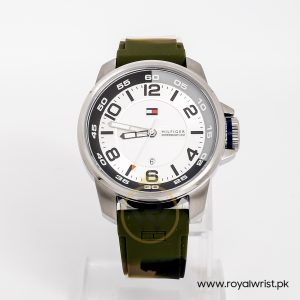 Tommy Hilfiger Men’s Quartz Green Silicone Strap White Dial 46mm Watch 1790714